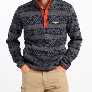 L.L.Bean Sweater Fleece Pullover, Print Carbon